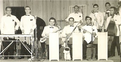 Paul Mauriat, 2nd from left to right, with Marcel Bianchi, 1 left, in 1948, 49